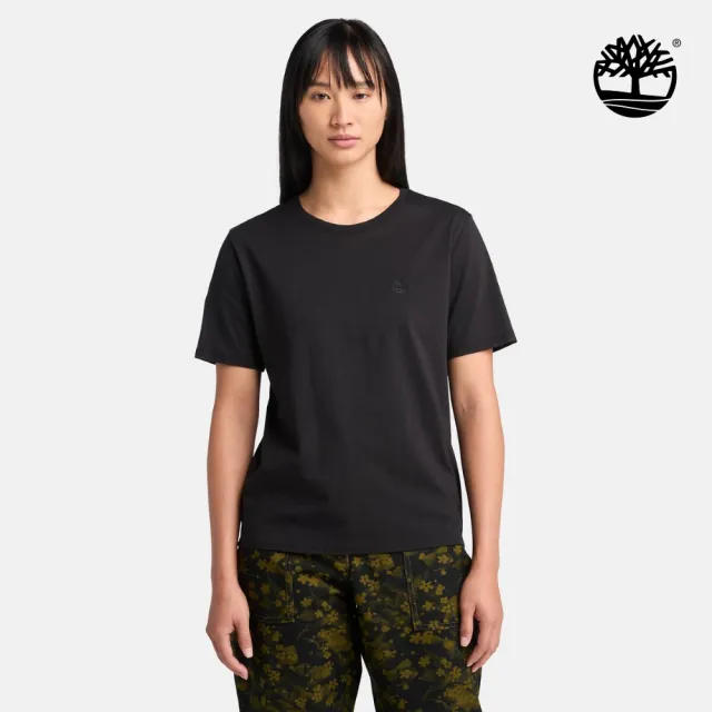 【Timberland】女款黑色休閒短袖T恤(A6ATE001)