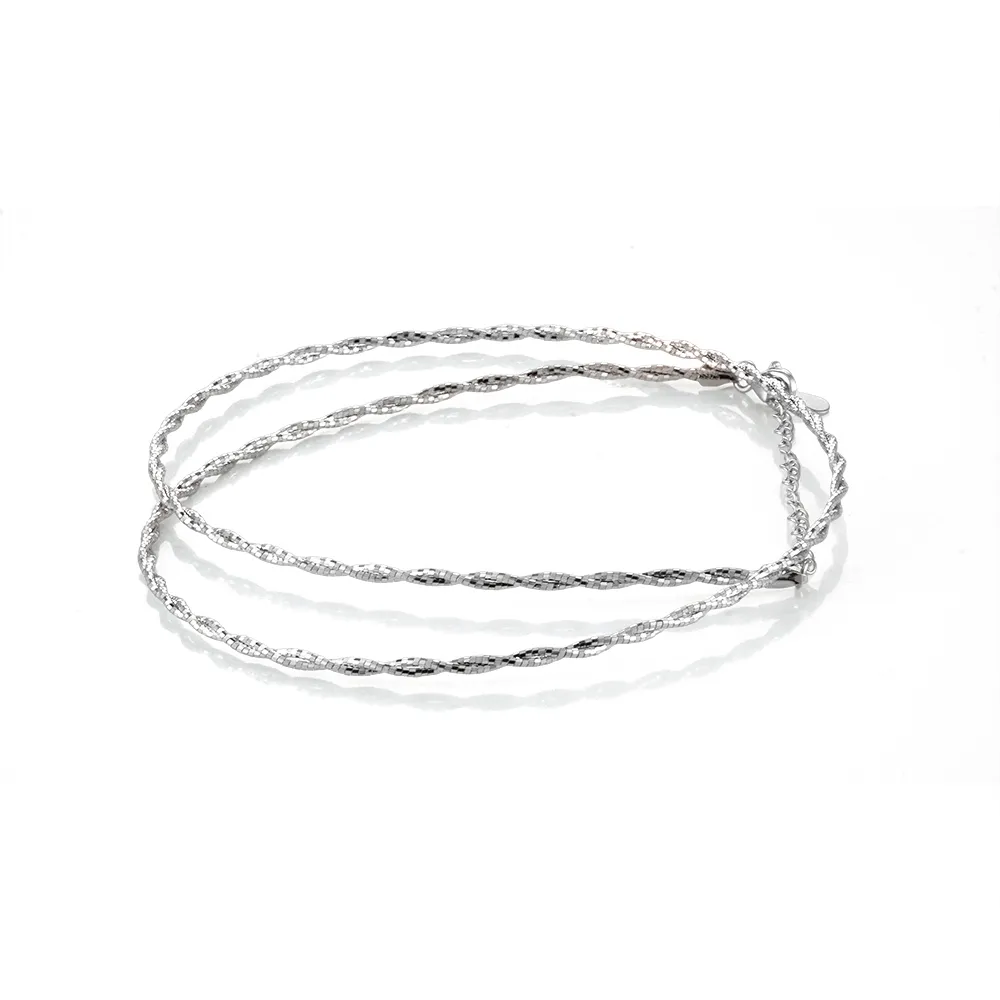 【Woogie武吉珠寶】義大利精品鏡面雙股設計純銀套鍊(鏡面雙股 2-3mm銀色分色可選)