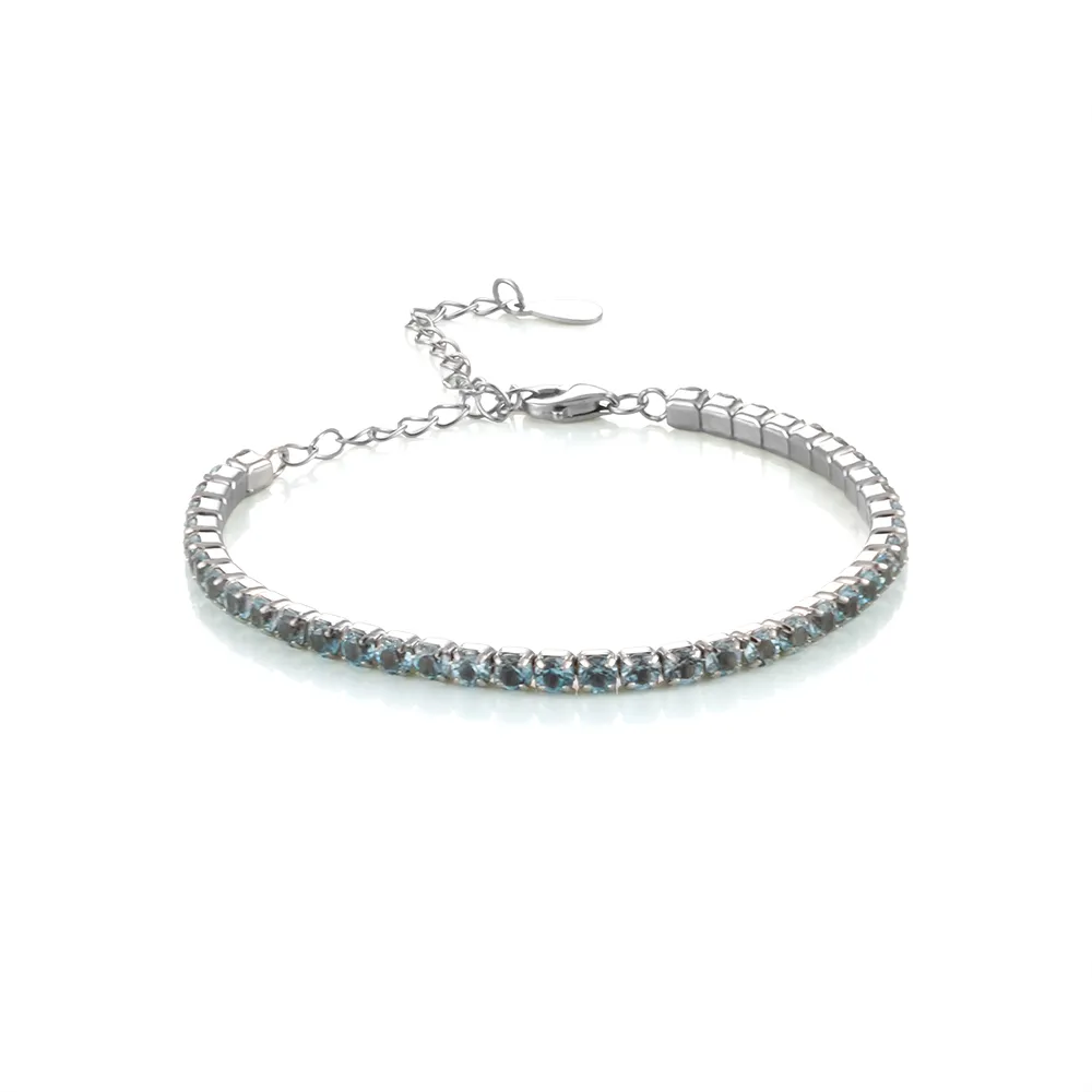 【Woogie武吉珠寶】精品滿圈設計托帕石純銀手鍊(純銀滿鑲3mm)