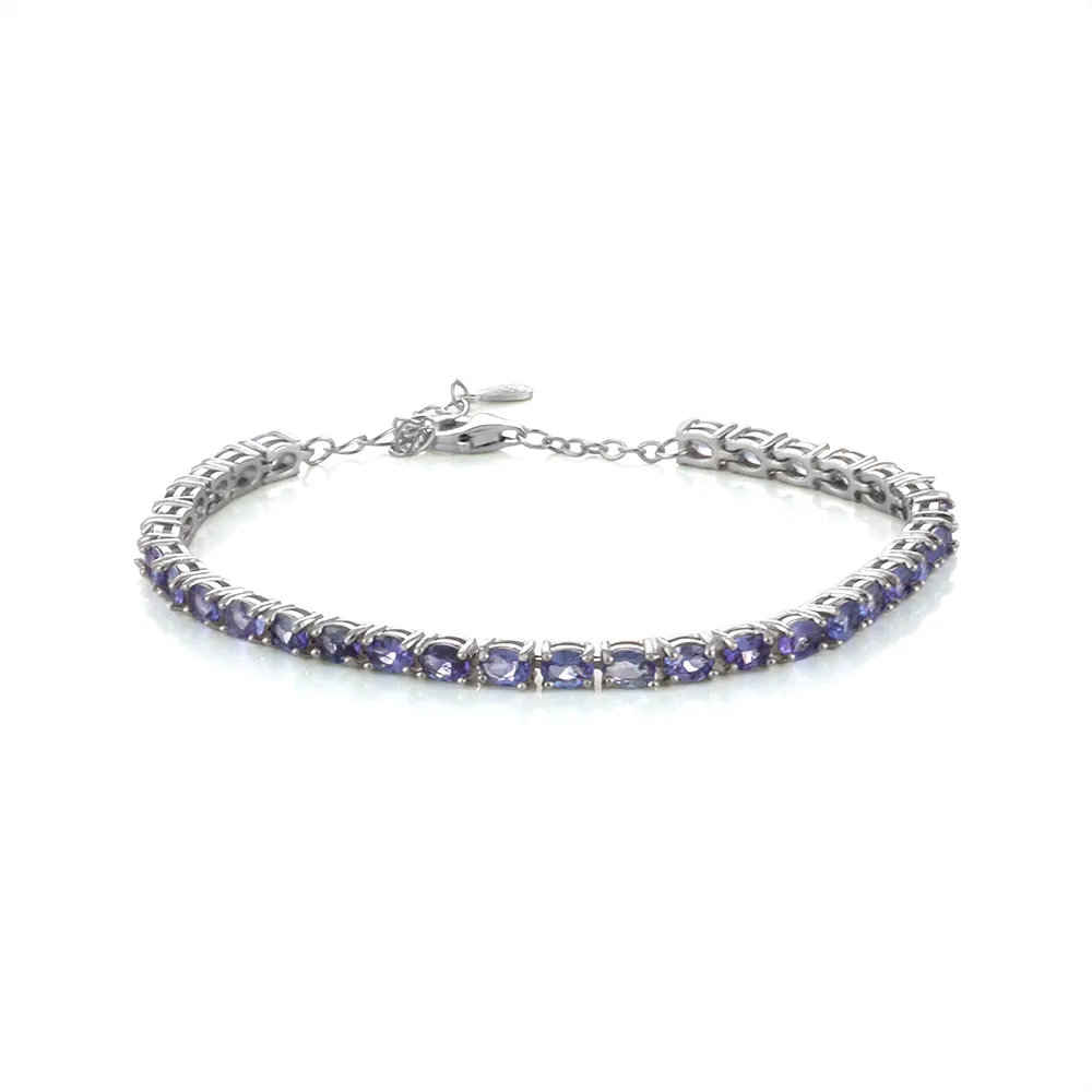 【Woogie武吉珠寶】精品滿圈丹泉石純銀手鍊(橢圓滿圈3-4mm)