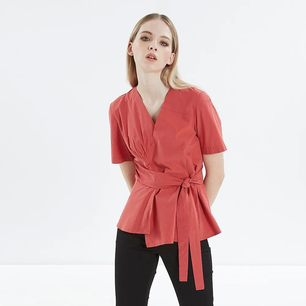 【ICHE 衣哲】Cop.Copine 法國原裝進口綁帶設計感造型襯衫上衣