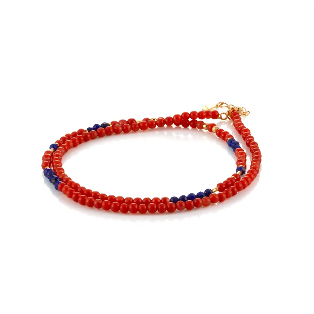 【Woogie武吉珠寶】精品南紅青金石設計純銀項鍊(南紅青金石3-4mm)