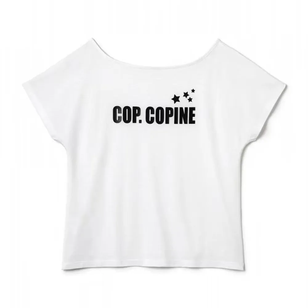 【ICHE 衣哲】Cop.Copine 法國原裝進口字母品牌LOGO字樣印花寬領造型上衣