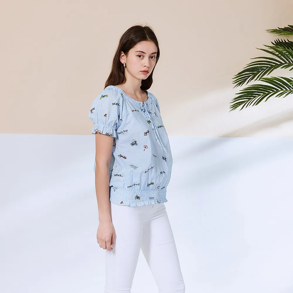 【ICHE 衣哲】Cop.Copine 法國原裝進口後排釦拼接設計飄逸造型上衣