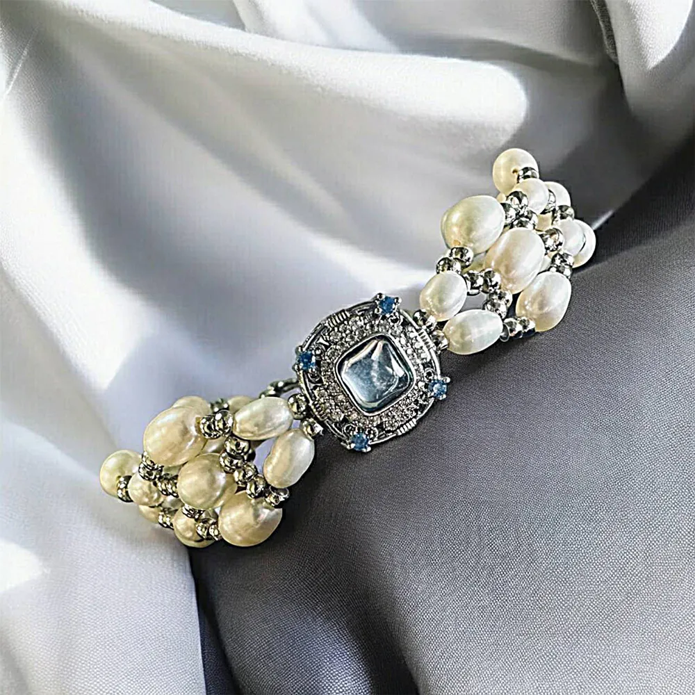 【赫本珠寶】($5680)藍魔盒-編織珍珠手鍊項鍊套組