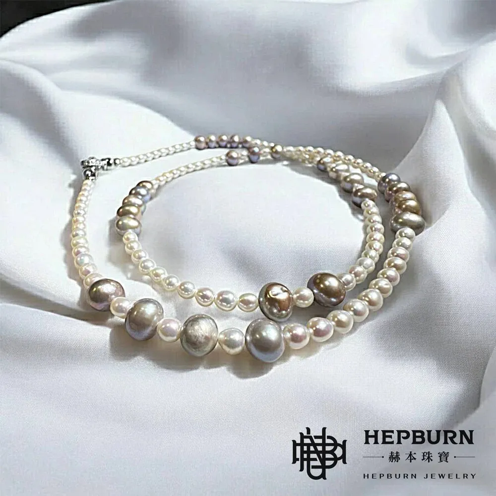 【赫本珠寶】($3699)紫五珠-無核珍珠項鍊毛衣鍊(長65cm)