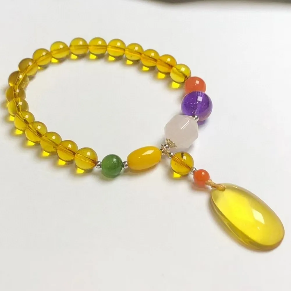 【勝弘珠寶】多明尼加藍珀水滴手串