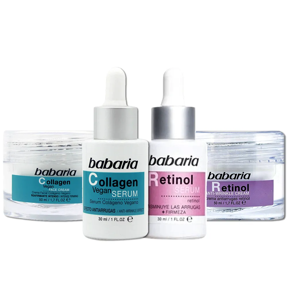 【babaria】膠原蛋白A醇澎潤雙效精華液30ml/面霜50ml任4入(總代理公司貨)