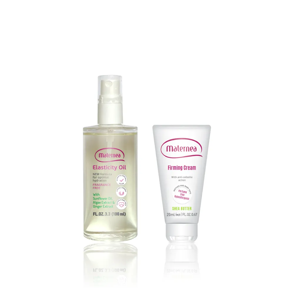 【媽咪莉娜】彈力潤膚油100ml+美肌緊緻乳旅行瓶20ml(妊娠油/孕期保養)