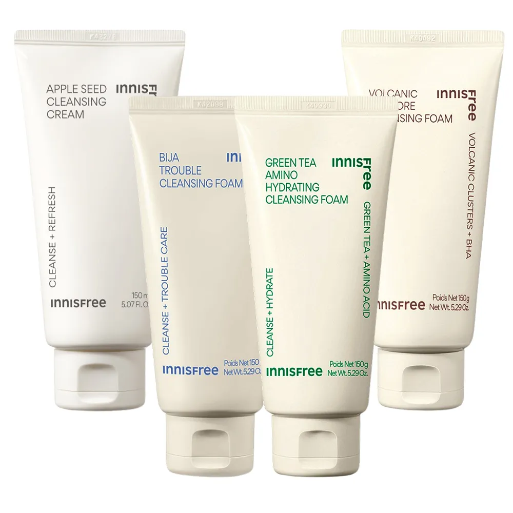【innisfree】深層清潔洗面乳/卸妝乳150g任選1入(綠茶/火山泥/蘋果籽/香榧-國際航空版)