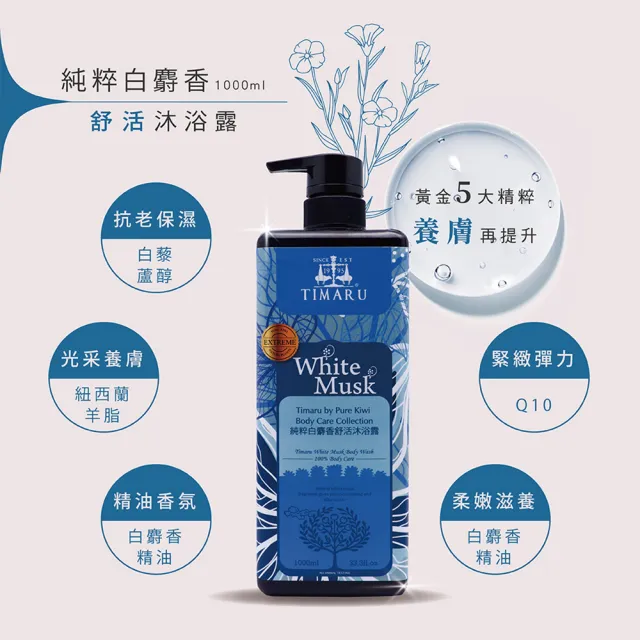 【Timaru 堤瑪露】純淨養護馥郁精油香氛沐浴1000mlx6(保養升級-玫瑰/白麝香/檀香-3種可選)