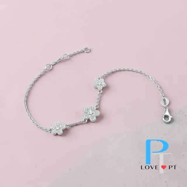 【love pt】PT950鉑金手鍊/白金手鍊  輕奢氣質 閃耀三朵花 (鼎元珠寶 鉑金 D003)