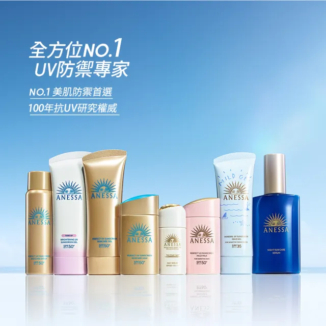 【ANESSA 安耐曬】金鑽高效防曬全面防護組(金鑽露60ml+噴霧60g)