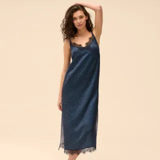 【Simone Perele 西蒙佩兒】SATIN SECRETS 秘密 連身長襯裙 藍虎眼石