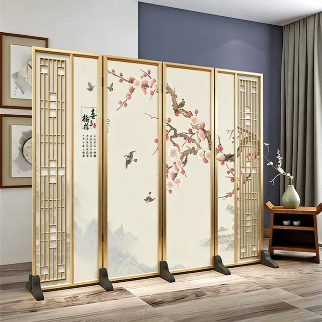 匠俱】新中式實木屏風240*180cm客廳隔斷卧室家用辦公室雙面布藝不透光