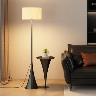 【諾必行】氛圍感落地燈 客廳燈 邊幾燈 書房燈 臥室床頭燈 置物落地燈（全光譜/帶木桌）