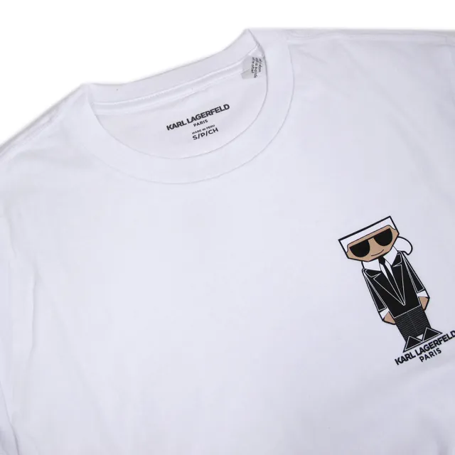 【KARL LAGERFELD 卡爾】卡爾人像男款圓領短袖上衣(白色)
