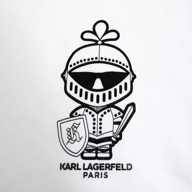 【KARL LAGERFELD 卡爾】盔甲卡爾男款圓領短袖上衣(白色)