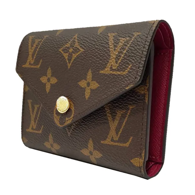 【Louis Vuitton 路易威登】M41938 經典Victorine系列經典Monogram帆布三折暗釦短夾(紫紅色)