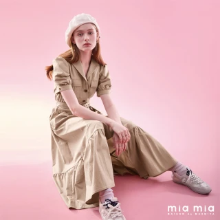 【mia mia】翻領小澎袖散式長洋裝