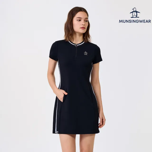 【Munsingwear】企鵝牌 女款黑色 空氣感長版洋裝 MLXL8781