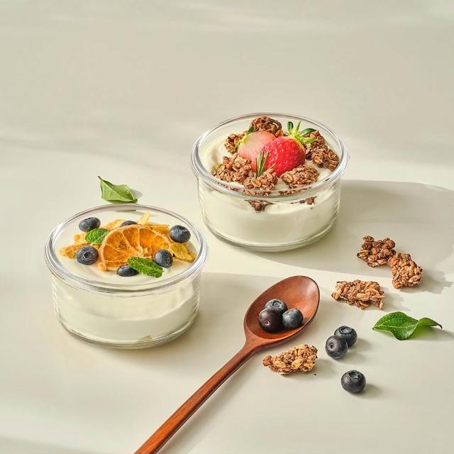 【Glasslock】強化玻璃微波保鮮盒/優格碗/沙拉碗400ml(優格麥片/燕麥優格/輕食沙拉)