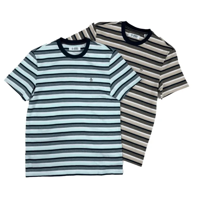 【Munsingwear】最後出清 條紋企鵝 撞色領口 貼布刺繡 penguin 短T  Munsingwear 短袖 T恤 平輸品(1383HV3)