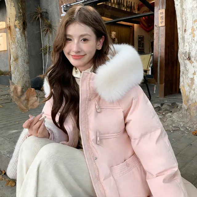 【巴黎精品】現貨限搶 真90%白鴨絨真狐狸毛領羽絨外套(連帽女外套a1do48)