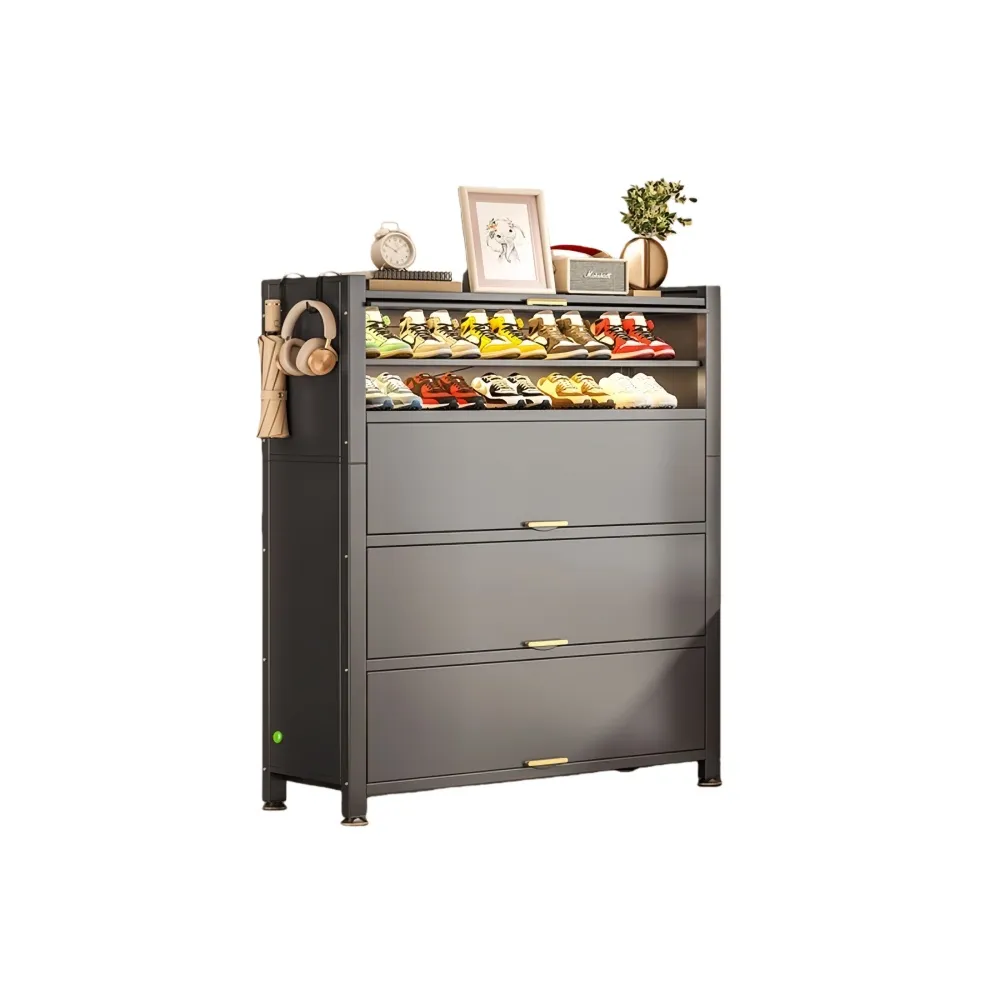 【銘利萊】鋼製鞋櫃 落地多層防塵鞋架 玄關大容量鐵皮收納鞋櫃(3門7層 120*32*114.5)