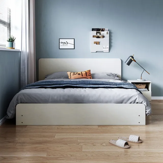 【hoi! 好好生活】Linsy簡約清新雙人床架150x190 白色 NE1A