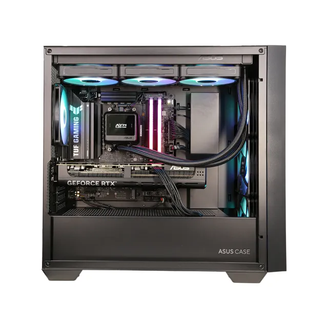 【華碩平台】R7八核RTX 5080{黑曜之刃}水冷電競機(R7 9800X3D/B850/32G D5/1TB/WiFi6E)