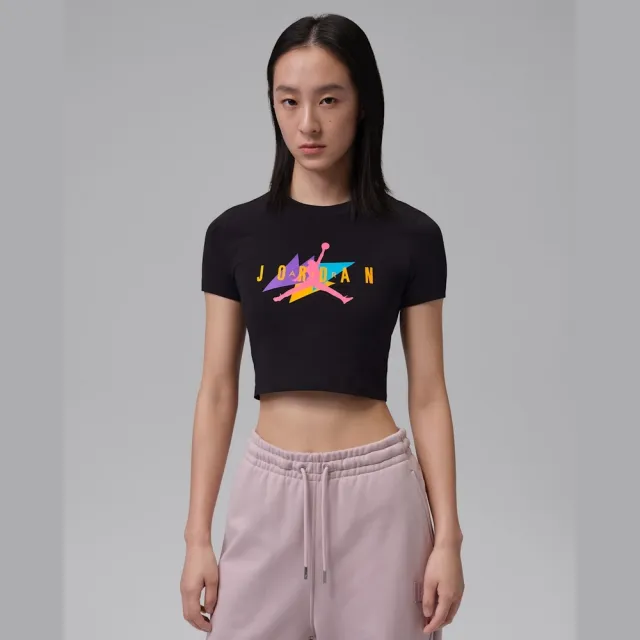 【NIKE 耐吉】短袖上衣 女 AS W J FLT SS TCRP GFX TEE J6 運動 休閒 喬丹 黑色 (IF0825010)