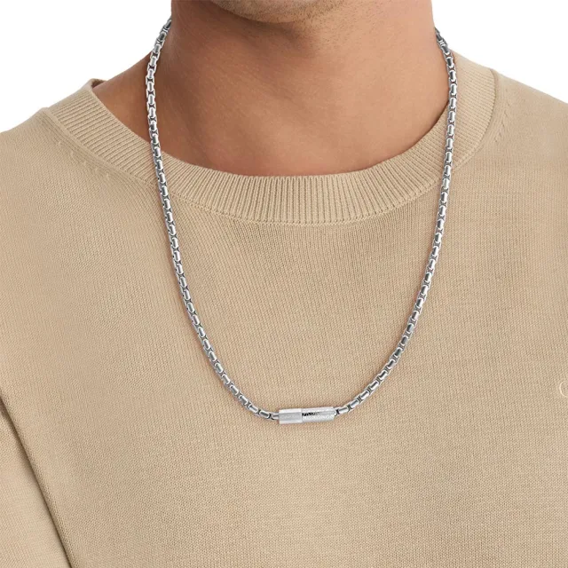 【CALVIN KLEIN】CK Contoured Barrel 男士質感風格穿搭項鍊-銀 送禮 禮物 推薦(35100092)