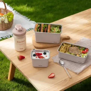【Oolab 良杯製所】食光良伴可微波不鏽鋼保鮮盒1000ml(大容量/磨砂耐磨/電鍋/微波爐)
