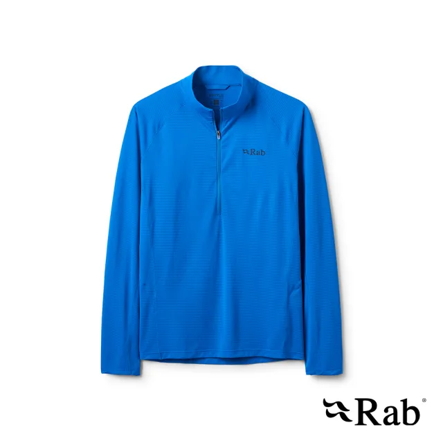 【RAB】Sonic LS Zip 長袖輕量抗臭立領半拉鍊排汗衣 男款 瑪雅藍 #QCC53