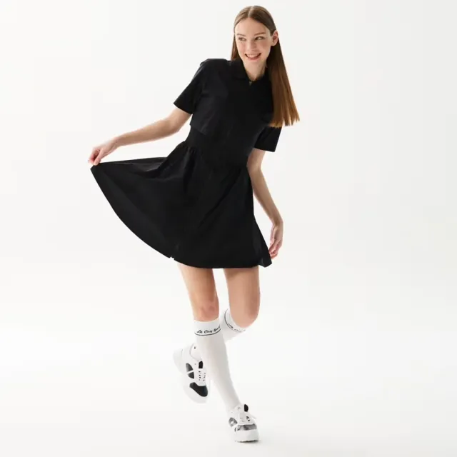 【LE COQ SPORTIF 公雞】高爾夫系列 女款黑色高腰顯瘦視覺纖細感洋裝 QLX8K511