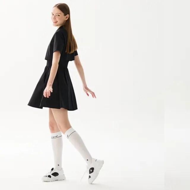 【LE COQ SPORTIF 公雞】高爾夫系列 女款黑色高腰顯瘦視覺纖細感洋裝 QLX8K511