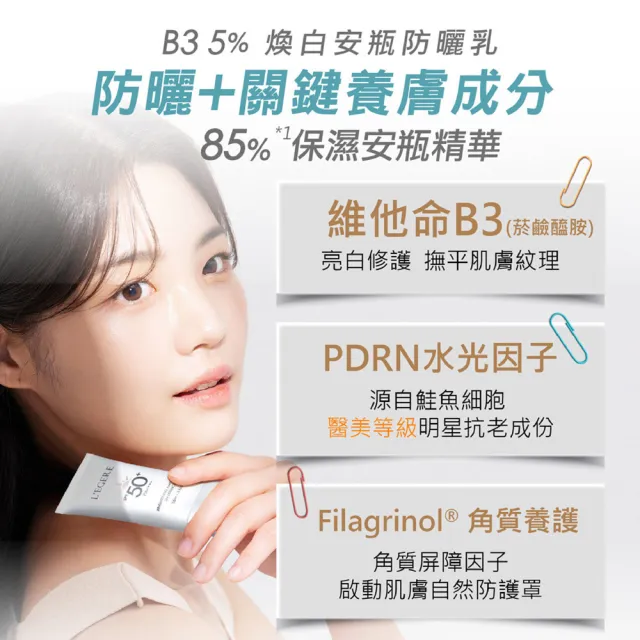 【LEGERE 蘭吉兒】安瓶防曬乳35ml 3入組(任選兩款SPF50+PA++++PDRN)