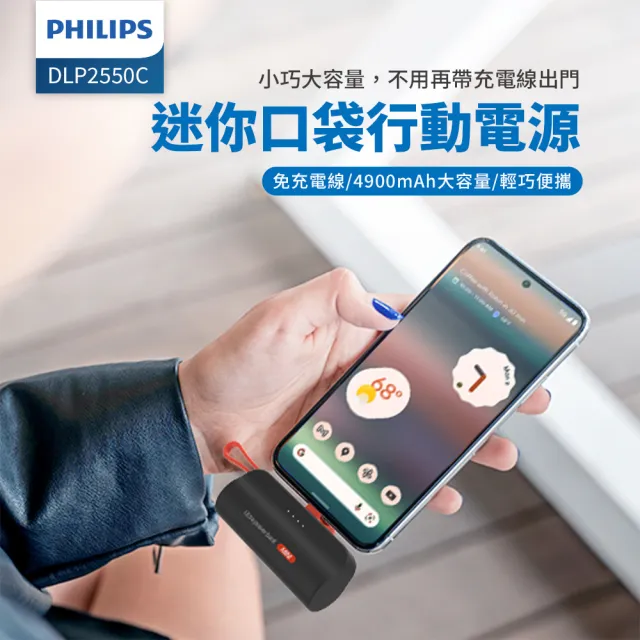 【Philips 飛利浦】1+1超值組 迷你行動循環摺疊風扇 15H無線續航+口袋行充(ACR2124DX+DLP2550)