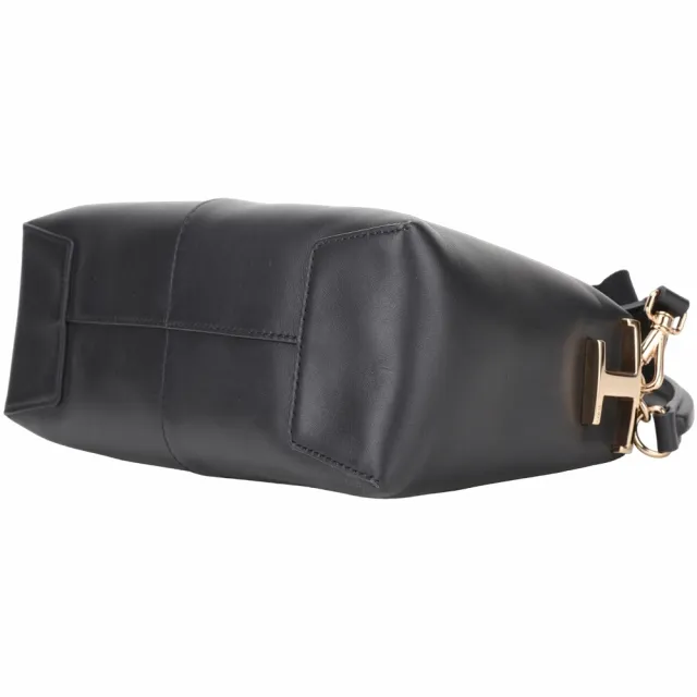 【TOD’S】TODS Timeless T Case 小牛皮可拆織帶斜背 手提包-附萬用包 黑色(義大利手工皮革)