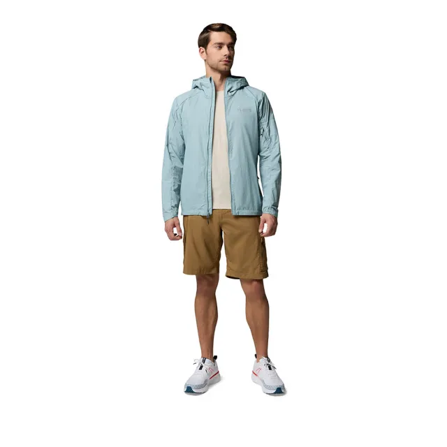 【Columbia 哥倫比亞】男款-超防曬UPF50防潑水風衣-Loop Trail ™ II Windbreaker-霧綠色(UWE94840MG/KS)
