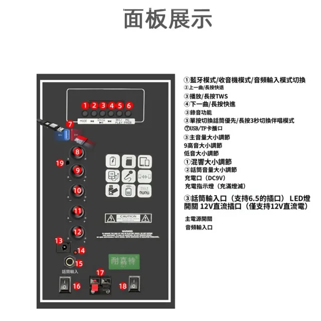 【Quality 聚家】戶外廣場舞音響 藍牙音箱 移動式唱K歌音箱 12寸大音量 帶無線話筒（雙麥K歌/移動KTV）
