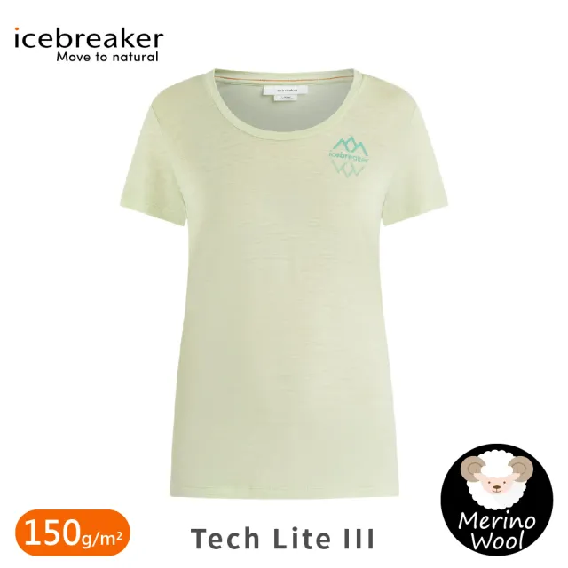 【Icebreaker】女 Tech Lite III U領短袖上衣 山峰破冰 150《青蘋果綠》0A56Y9/排汗衣