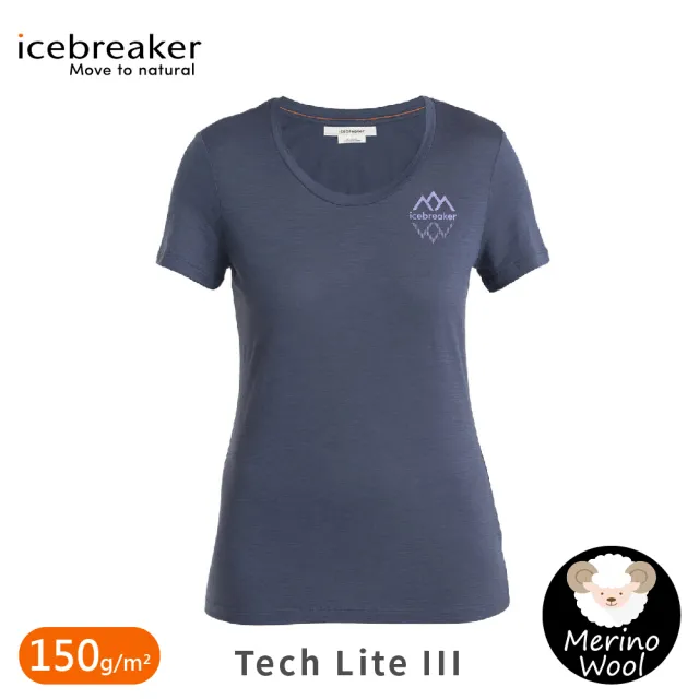 【Icebreaker】女 Tech Lite III U領短袖上衣 山峰破冰 150《石墨灰》0A56Y9/排汗衣