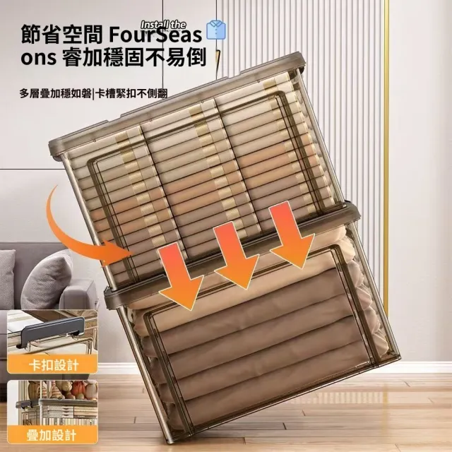 【Quality 聚家】收納箱 收納盒 儲物箱 衣服整理箱 透明收納箱 63.5*44*40CM/堅韌抗造/強悍承重/透明可視