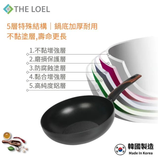 【THE LOEL】原礦不沾鍋深炒鍋28cm(韓國製造 電磁爐/瓦斯爐/IH爐可用鍋)