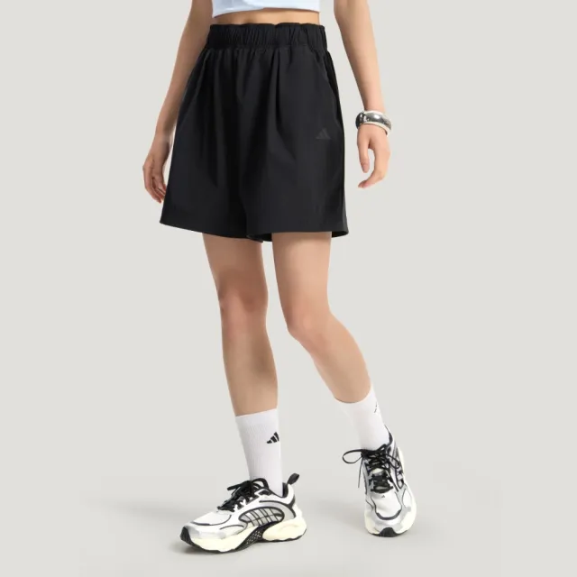 【adidas 愛迪達】FAV WV SHO 黑 女 寬短褲 休閒褲 短褲 女 運動褲 KS5321