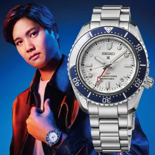【SEIKO 精工】Prospex SPB519J大谷翔平道奇藍白配色 三日鍊 GMT潛水陶瓷機械錶-42mm(6R54-00P0S)