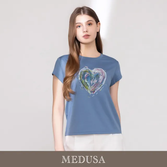 【MEDUSA 曼度莎】現貨-彩繪愛心印花圓領短袖T恤 - 2色（M-XL）｜短袖T恤 休閒穿搭 休閒上衣