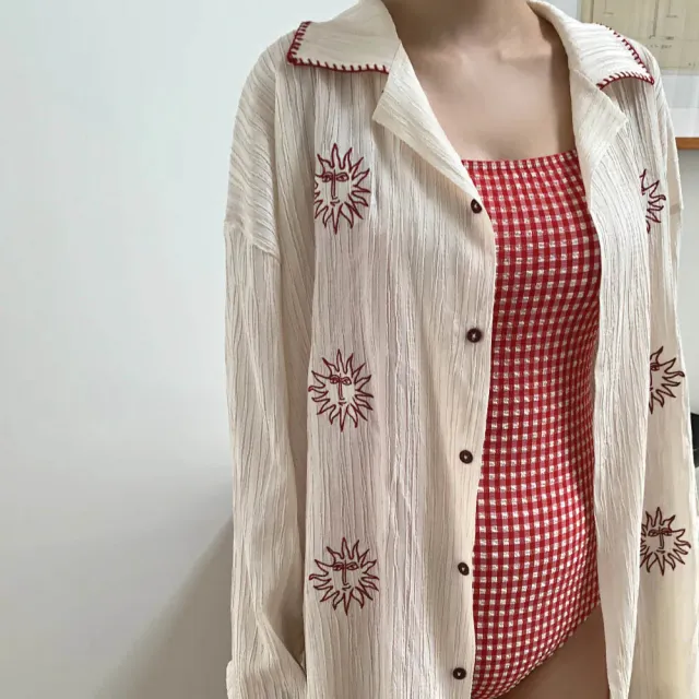 【SeasonsBikini 】正韓刺繡長袖防曬外套-KK09